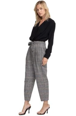 Tie Waist Trousers -Chic Ladies Wear Shop ACP6471 BLACK BROWN COMBO 02