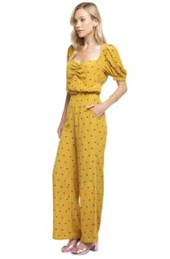Burke Polka Dot Wide Leg Pants -Chic Ladies Wear Shop ACP7038 MUSTARD DOT 2