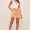 Pacific Pleated Tie Waist Shorts -Chic Ladies Wear Shop ACP7113L PEACHPAPAYA 1