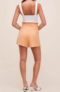 Pacific Pleated Tie Waist Shorts -Chic Ladies Wear Shop ACP7113L PEACHPAPAYA 5