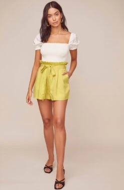 Pacific Pleated Shorts -Chic Ladies Wear Shop ACP7113 LEMON 3