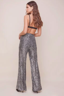 Selma Metallic Wide Leg Pant -Chic Ladies Wear Shop ACP7189 SILVER BLACK 3