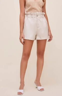 Petunia Faux Leather Shorts -Chic Ladies Wear Shop ACP7207 SAND 6