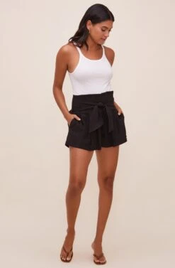Marika Tie Waist Shorts -Chic Ladies Wear Shop ACP7211 BLACK 2