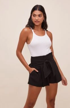 Marika Tie Waist Shorts -Chic Ladies Wear Shop ACP7211 BLACK 4
