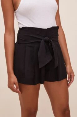 Marika Tie Waist Shorts -Chic Ladies Wear Shop ACP7211 BLACK 6
