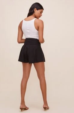 Marika Tie Waist Shorts -Chic Ladies Wear Shop ACP7211 BLACK 7