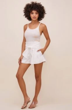 Marika Tie Waist Shorts -Chic Ladies Wear Shop ACP7211 OFFWHITE 2