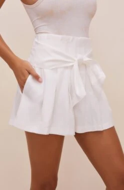 Marika Tie Waist Shorts -Chic Ladies Wear Shop ACP7211 OFFWHITE 5
