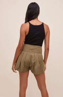 Marika Tie Waist Shorts -Chic Ladies Wear Shop ACP7211 OLIVE 6
