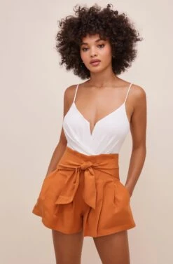 Marika Tie Waist Shorts -Chic Ladies Wear Shop ACP7211 SPICE 3