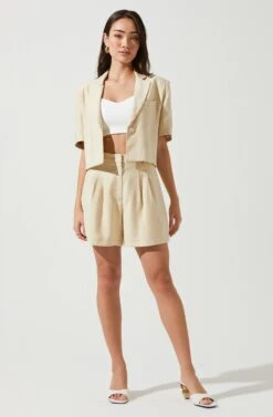 Melrose Pleated Shorts -Chic Ladies Wear Shop ACP7219 NATURAL 1