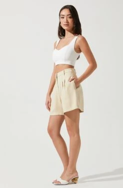 Melrose Pleated Shorts -Chic Ladies Wear Shop ACP7219 NATURAL 5
