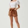 Kenia Tie Waist Shorts -Chic Ladies Wear Shop ACP7220 CARAMEL 1