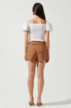 Kenia Tie Waist Shorts -Chic Ladies Wear Shop ACP7220 CARAMEL 3