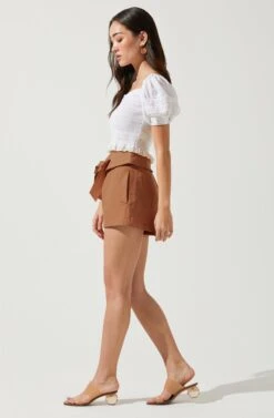 Kenia Tie Waist Shorts -Chic Ladies Wear Shop ACP7220 CARAMEL 4