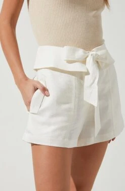 Kenia Tie Waist Shorts -Chic Ladies Wear Shop ACP7220 WHITE 2