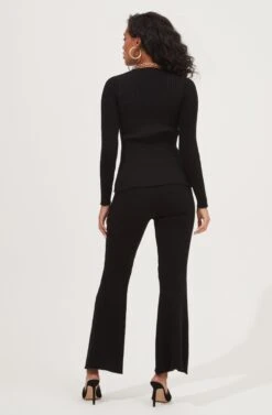 Maida Ribbed Knit Flare Pants -Chic Ladies Wear Shop ACP7223 BLACK 3