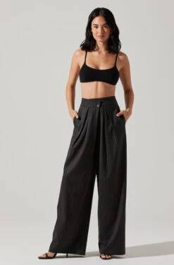 Boyfriend Pleated Criss-Cross Waist Pants -Chic Ladies Wear Shop ACP7225WST CHARCOALSTRIPE 4