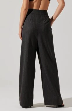 Boyfriend Pleated Criss-Cross Waist Pants -Chic Ladies Wear Shop ACP7225WST CHARCOALSTRIPE 5