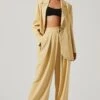 Boyfriend Criss Cross Pleated Wide Leg Pants -Chic Ladies Wear Shop ACP7225 MAIZE 1