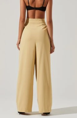 Boyfriend Criss Cross Pleated Wide Leg Pants -Chic Ladies Wear Shop ACP7225 MAIZE 3