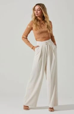 Boyfriend Criss Cross Pleated Wide Leg Pants -Chic Ladies Wear Shop ACP7225 OFFWHITE 1
