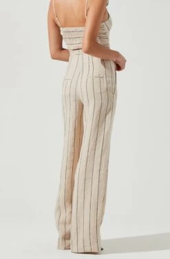Denair Pinstripe Wide Leg Pants -Chic Ladies Wear Shop ACP7229 TAN BLACK 4