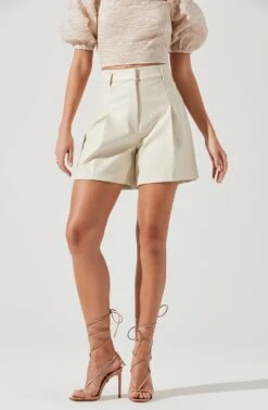 Wilma Faux Leather Shorts -Chic Ladies Wear Shop ACP7242 IVORY 1482