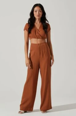 Sayla Wide Leg Pants -Chic Ladies Wear Shop ACP7246TX CARAMEL 1