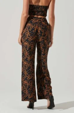 Sayla Wide Leg Abstract Print Pants -Chic Ladies Wear Shop ACP7246 BLACKRUSTPRINT 4