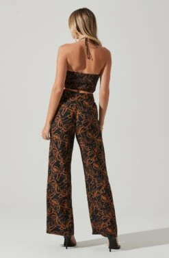 Sayla Wide Leg Abstract Print Pants -Chic Ladies Wear Shop ACP7246 BLACKRUSTPRINT 5