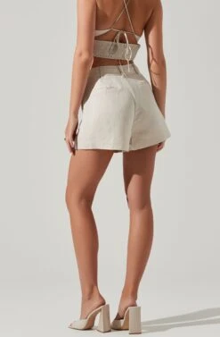 Amiah Seamed High Waist Shorts -Chic Ladies Wear Shop ACP7247 ECRU 3