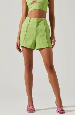 Amiah Seamed High Waist Shorts -Chic Ladies Wear Shop ACP7247 KIWI 3