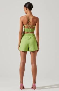 Amiah Seamed High Waist Shorts -Chic Ladies Wear Shop ACP7247 KIWI 6