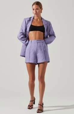 Amiah Seamed High Waist Shorts -Chic Ladies Wear Shop ACP7247 LAVENDER 1