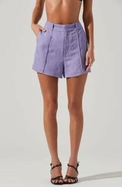 Amiah Seamed High Waist Shorts -Chic Ladies Wear Shop ACP7247 LAVENDER 3