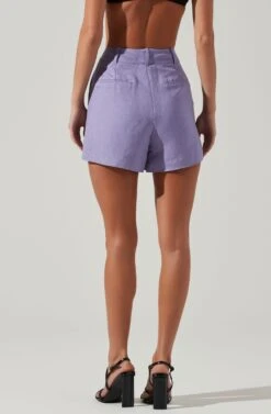Amiah Seamed High Waist Shorts -Chic Ladies Wear Shop ACP7247 LAVENDER 4
