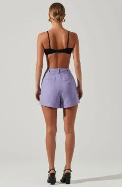 Amiah Seamed High Waist Shorts -Chic Ladies Wear Shop ACP7247 LAVENDER 5