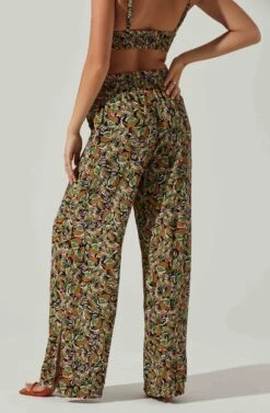 Femi Abstract Print Wide Leg Pants -Chic Ladies Wear Shop ACP7252 BLACKGREENMULTI 4