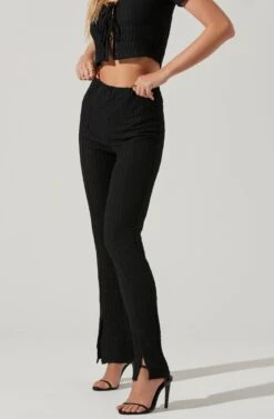 Zoey Seamed Split Hem Pants -Chic Ladies Wear Shop ACP7253 BLACK 3