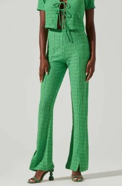 Zoey Seamed Split Hem Pants -Chic Ladies Wear Shop ACP7253 GREEN 2