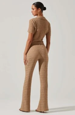 Zoey Seamed Split Hem Pants -Chic Ladies Wear Shop ACP7253 TAUPE 4