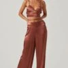 Amiah Satin Tie Waist Wide Leg Pants -Chic Ladies Wear Shop ACP7255S ROSEBROWN 1