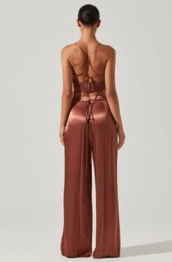 Amiah Satin Tie Waist Wide Leg Pants -Chic Ladies Wear Shop ACP7255S ROSEBROWN 4