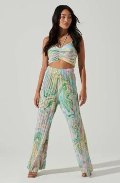 Savine Ruched Tie Dye Pants -Chic Ladies Wear Shop ACP7259P GREENSWIRL 1