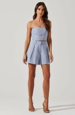 Jacinta High Waist Shorts 16 Jacinta High Waist Shorts -Chic Ladies Wear Shop ACP7268 SLATEBLUE 1