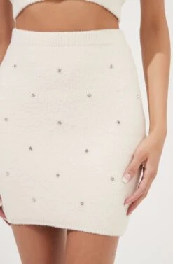 Tea Party Rhinestone Embellished Mini Skirt -Chic Ladies Wear Shop ACS7221B IVORY 4