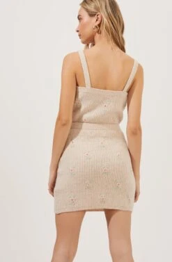 Tea Party Floral Embroidered Knit Mini Skirt -Chic Ladies Wear Shop ACS7221 BLUSHFLOWER 4