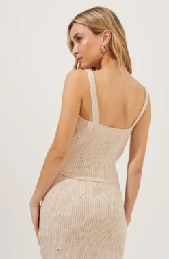 Tea Party Floral Embroidered Knit Mini Skirt -Chic Ladies Wear Shop ACS7221 BLUSHFLOWER 6